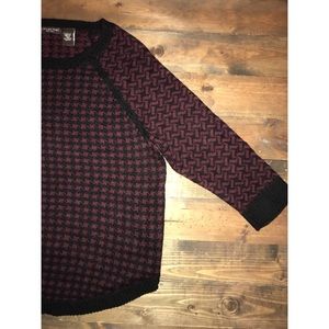Maroon and black houndstooth sweater